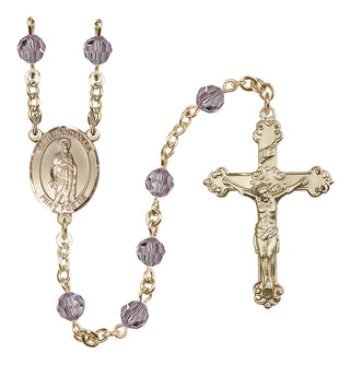 14 Karat Gold-Filled 6mm Austrian Crystal Saint Nathanael Rosary in Light Amethyst