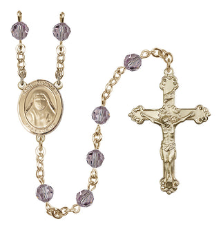 14 Karat Gold-Filled 6mm Austrian Crystal Saint Alphonsa of India Rosary in Light Amethyst