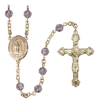 14 Karat Gold-Filled 6mm Austrian Crystal Saint Maron Rosary in Light Amethyst