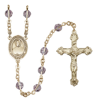 14 Karat Gold-Filled 6mm Austrian Crystal Blessed Emilie Tavernier Gamelin Rosary in Light Amethyst
