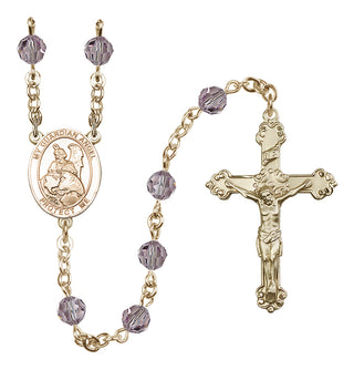 14 Karat Gold-Filled 6mm Austrian Crystal Guardian Angel Protector Rosary in Light Amethyst