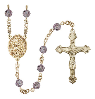 14 Karat Gold-Filled 6mm Austrian Crystal Our Lady of the Precious Blood Rosary in Light Amethyst