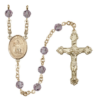 14 Karat Gold-Filled 6mm Austrian Crystal Saint Ephrem Rosary in Light Amethyst