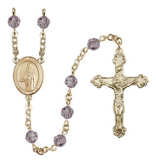 14 Karat Gold-Filled 6mm Austrian Crystal Saint Emma Uffing Rosary in Light Amethyst