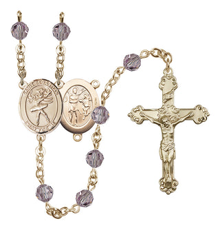 14 Karat Gold-Filled 6mm Austrian Crystal Saint Sebastian / Dance Rosary in Light Amethyst