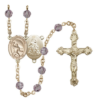 14 Karat Gold-Filled 6mm Austrian Crystal Guardian Angel/Track&Field-Women Rosary in Light Amethyst
