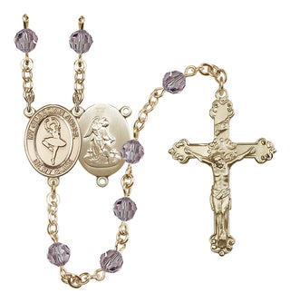 14 Karat Gold-Filled 6mm Austrian Crystal Guardian Angel/Dance Rosary in Light Amethyst