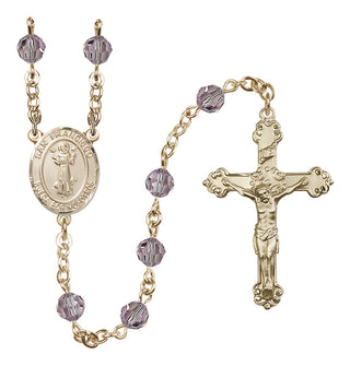 14 Karat Gold 6mm Austrian Crystal San Francis Rosary in Light Amethyst