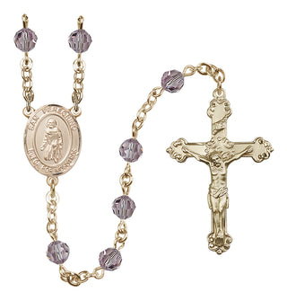 14 Karat Gold 6mm Austrian Crystal San Peregrino Rosary in Light Amethyst