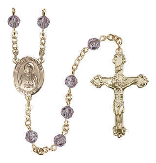 14 Karat Gold 6mm Austrian Crystal Saint Peter Chanel Rosary in Light Amethyst