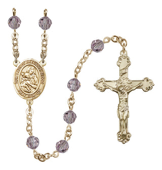 14 Karat Gold 6mm Austrian Crystal Our Lady of the Precious Blood Rosary in Light Amethyst