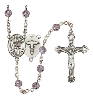 Sterling Silver 6mm Austrian Crystal Saint Agatha / Nurse Rosary in Light Amethyst