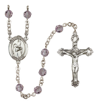 Sterling Silver 6mm Austrian Crystal Saint Bernadette Rosary in Light Amethyst
