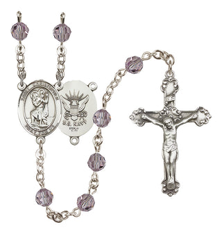 Sterling Silver 6mm Saint Christopher / Navy Rosary