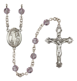 Sterling Silver 6mm Austrian Crystal Saint Elmo Rosary in Light Amethyst