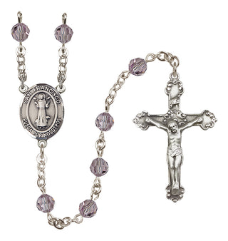 Sterling Silver 6mm Austrian Crystal San Francis Rosary in Light Amethyst