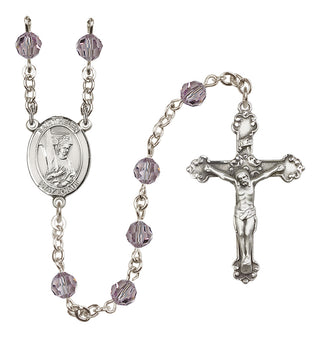 Sterling Silver 6mm Austrian Crystal Saint Helen Rosary in Light Amethyst