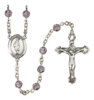 Sterling Silver 6mm Austrian Crystal Saint Gregory the Great Rosary in Light Amethyst