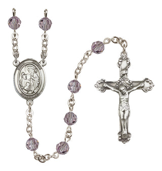 Sterling Silver 6mm Austrian Crystal Saint James the Greater Rosary in Light Amethyst