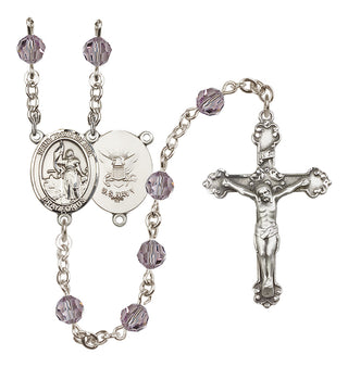 Sterling Silver 6mm Saint Joan of Arc / Navy Rosary