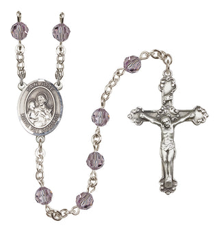 Sterling Silver 6mm Austrian Crystal San Jose Rosary in Light Amethyst