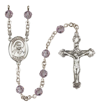 Sterling Silver 6mm Austrian Crystal Saint Louise de Marillac Rosary in Light Amethyst