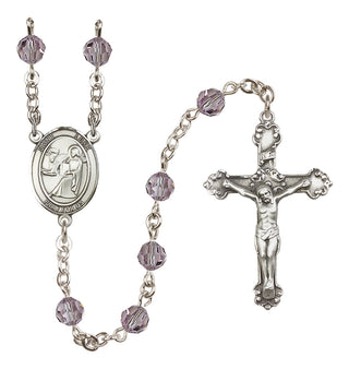 Sterling Silver 6mm Austrian Crystal Saint Luke the Apostle Rosary in Light Amethyst