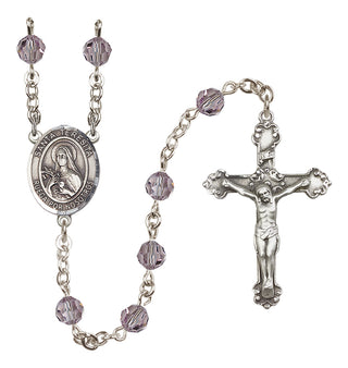 Sterling Silver 6mm Austrian Crystal Santa Teresita Rosary in Light Amethyst