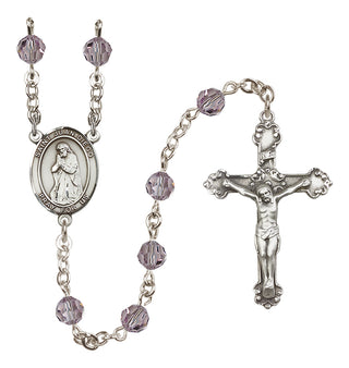 Sterling Silver 6mm Austrian Crystal Saint Juan Diego Rosary in Light Amethyst