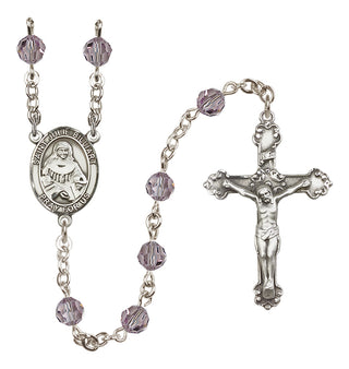 Sterling Silver 6mm Austrian Crystal Saint Julie Billiart Rosary in Light Amethyst