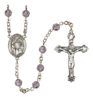 Sterling Silver 6mm Austrian Crystal Saint Ursula Rosary in Light Amethyst