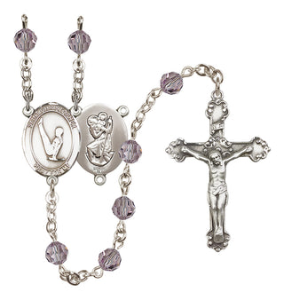 Sterling Silver 6mm Saint Christopher/Gymnastics  Engraved Catholic Rosaries
