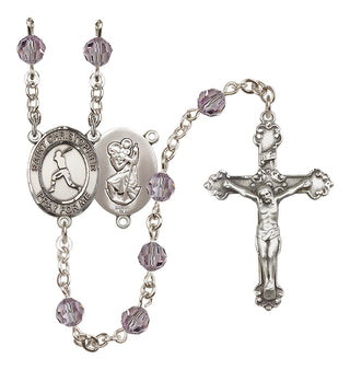 Sterling Silver 6mm Saint Christopher/Baseball Rosary