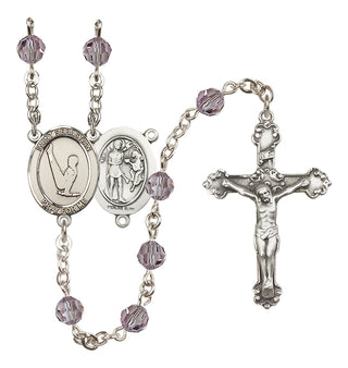 Sterling Silver 6mm Austrian Crystal Saint Sebastian/Gymnastics Rosary in Light Amethyst