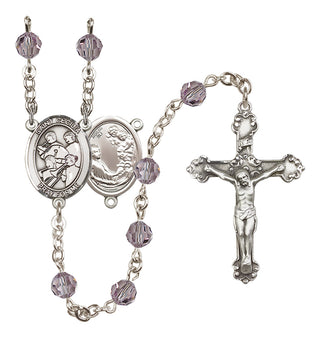 Sterling Silver 6mm Austrian Crystal Saint Cecilia / Marching Band Rosary in Light Amethyst