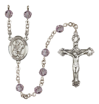 Sterling Silver 6mm Austrian Crystal Saint Martin of Tours Rosary in Light Amethyst