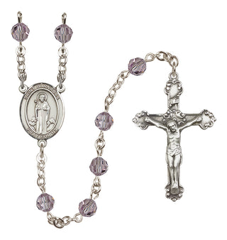 Sterling Silver 6mm Austrian Crystal Saint Barnabas Rosary in Light Amethyst