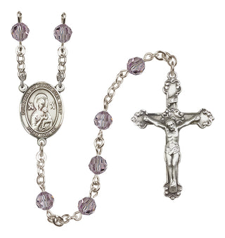 Sterling Silver 6mm Austrian Crystal Our Lady of Perpetual Help Rosary in Light Amethyst