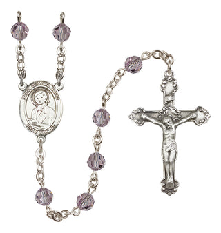 Sterling Silver 6mm Austrian Crystal Saint Dominic Savio Rosary in Light Amethyst