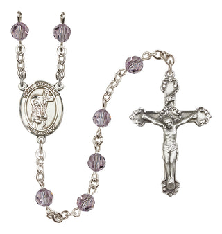Sterling Silver 6mm Austrian Crystal Saint Stephanie Rosary in Light Amethyst
