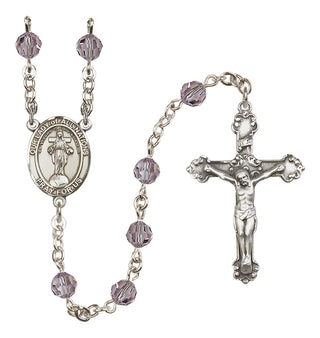 Sterling Silver 6mm Austrian Crystal Our Lady of All Nations Rosary in Light Amethyst