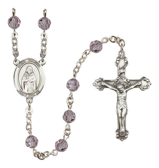 Sterling Silver 6mm Austrian Crystal Saint Samuel Rosary in Light Amethyst
