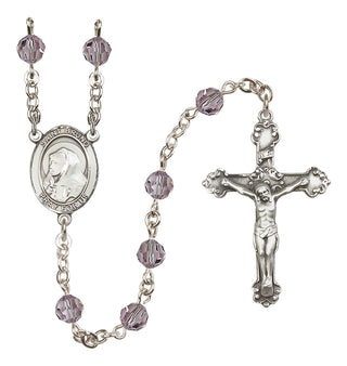 Sterling Silver 6mm Austrian Crystal Saint Bruno Rosary in Light Amethyst