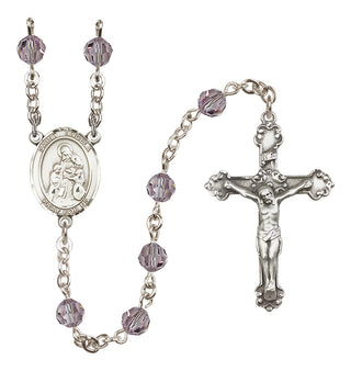 Sterling Silver 6mm Austrian Crystal Saint Angela Merici Rosary in Light Amethyst
