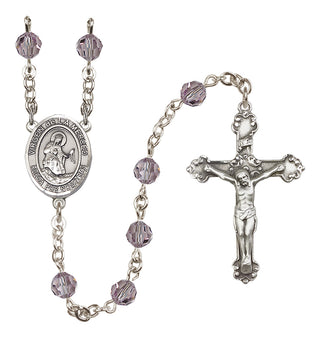 Sterling Silver 6mm Austrian Crystal Virgen de la Merced Rosary in Light Amethyst