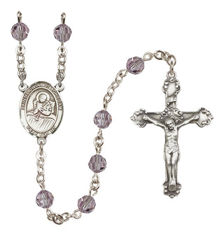 Sterling Silver 6mm Austrian Crystal Saint Lidwina of Schiedam Rosary in Light Amethyst