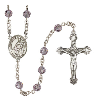 Sterling Silver 6mm Austrian Crystal Saint Thomas of Villanova Rosary in Light Amethyst
