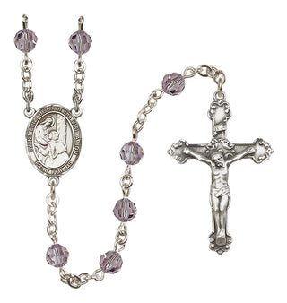 Sterling Silver 6mm Austrian Crystal Saint Elizabeth of the Visitation Rosary in Light Amethyst