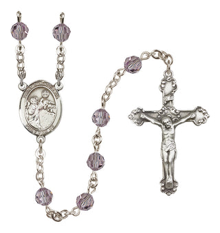 Sterling Silver 6mm Austrian Crystal Saint Nimatullah Rosary in Light Amethyst