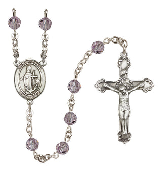 Sterling Silver 6mm Austrian Crystal Saint Clement Rosary in Light Amethyst